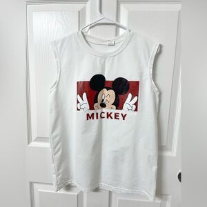 Disney Mickey Mouse Graphic Sleeveless Tank Top White Size S